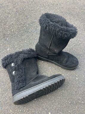 SO Black Faux Fur Kids Snow Boots